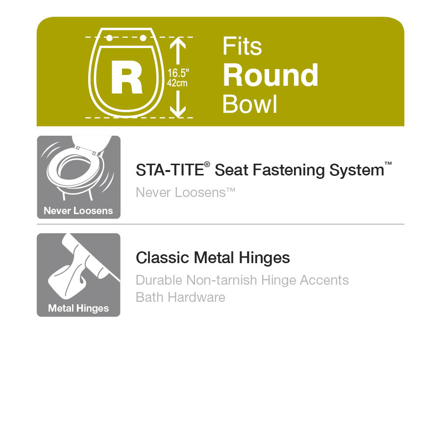 BEMIS STATITE Round Closed Front Toilet Seat in White/Nickel526NI 000